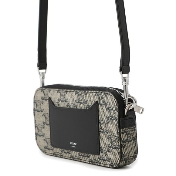 CELINE Logo Horizontal Pouch PVC/Leather Black 10L272GC6.02SI - Picture 2 of 10